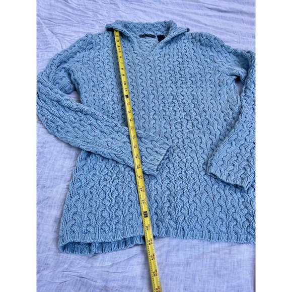 Liz Claiborne Sweater Sz Med Cable Knit textured V Neck Pullover coastal grandma - Picture 6 of 13